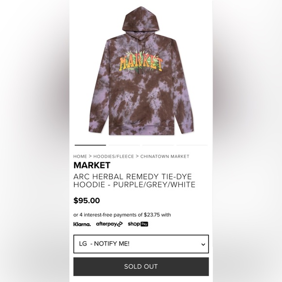 Market Arc Herbal Remedy Tie-dye Hoodie - Purple/Grey/White - Picture 3 of 8